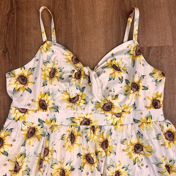Torrid Mini Poplin Tie-Front Skater Sunflower Dress Sz 3X - Picture 5 of 13